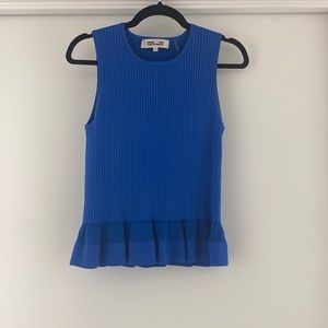 DVF Peplum Blue Sleeveless Top